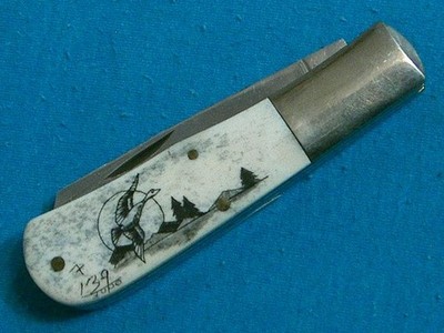 COLLECTORS SERIES 1978-80S CS-21 BILL FEENEY CUSTOM GEESE SCRIMSHAW BARLOW KNIFE