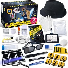 UNGLINGA Spy Kit for Kids – Detective Set with 20+ Activities, Fingerprint Tools