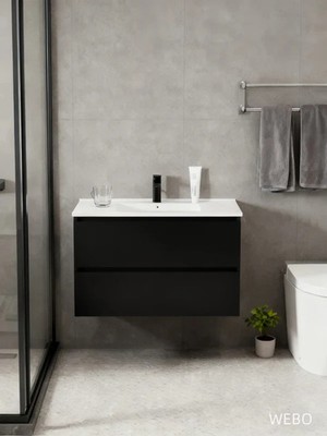 London Badmöbel100cm Mattschwarz Komplet 1 Armaturenloch bathroom furniture WEBO