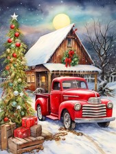 Diamond Painting Kits for Adults-Christmas Truck Diamond Art Kit for Adults Beg