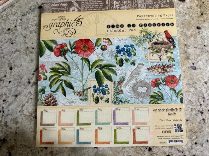 New Graphic 45 8" x 8" TIME TO FLOURISH CALENDAR PAD