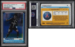 2018 Topps Chrome UCL Blue Refractor /150 Timothy Weah #92 PSA 9 MINT Rookie RC