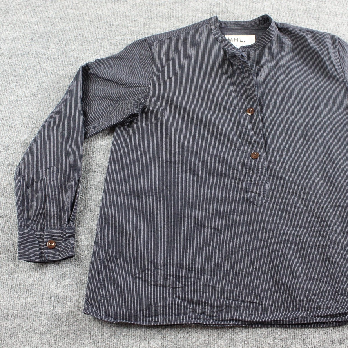 トップス MHL./HIGH TWISTED COTTON POPLIN SHIRT MHL./HIGH TWISTED COTTON POPLIN SS SHIRT (BLUE)