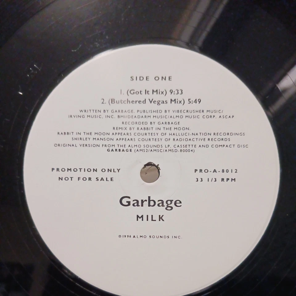 Garbage – Milk – Almo Sounds – PRO-A-8012 – 1996 Promo 12" Single - Image 2 of 4