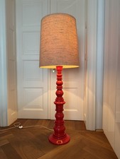 Vintage - Rote Glasierte Keramikstehlampe aus den 1970ern