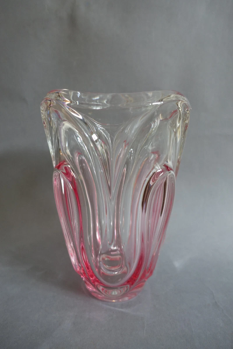 Vase en cristal du Val Saint Lambert, design Garnia, fabriqué vers 1960
