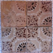 4 riggiole mattonelle piastrelle antiche Sicilia ottocento storiche mis20x20 211