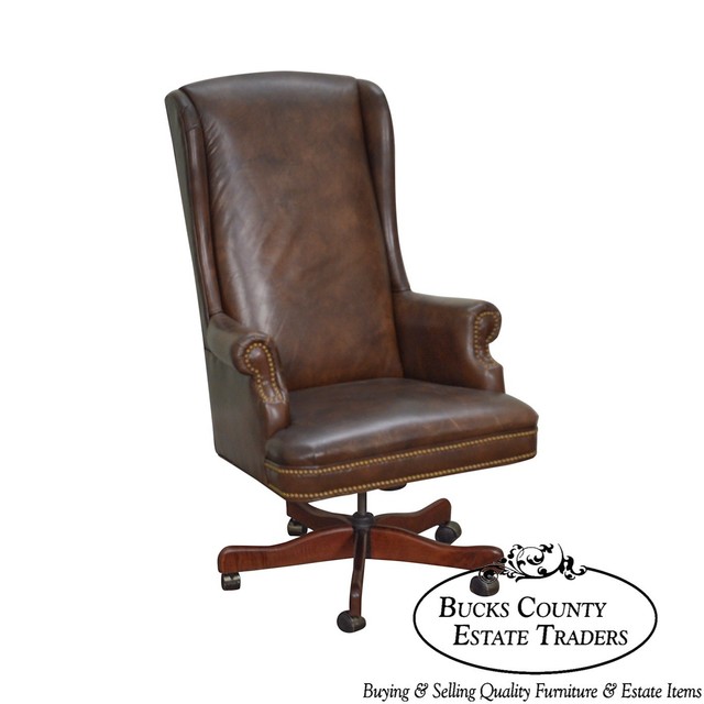 Quality Brown Leather High Back Executive Office Chair D