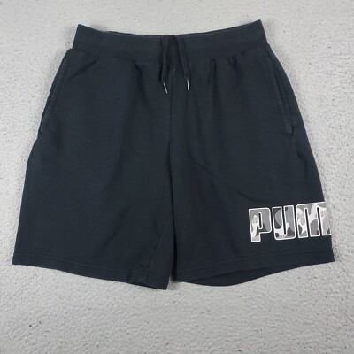 Puma Shorts Mens Medium Black Sports Running Training Sweat Shorts