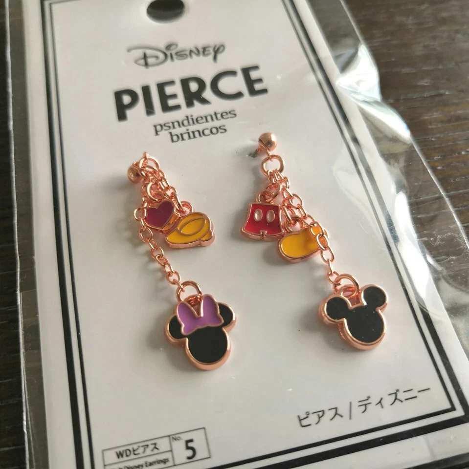 Walt Disney Mickey Minnie Mouse Rose Gold Pierce Stud Fashion Jewelry Earrings