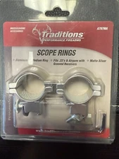 TRADITIONS Scope Rings 1" Medium .22'S & AIRGUNS Matte Silver Aluminum A797MA