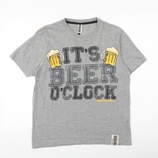 Obscene Mens Grey Cotton blend T-Shirt Size S - It's Beer O'Clock
