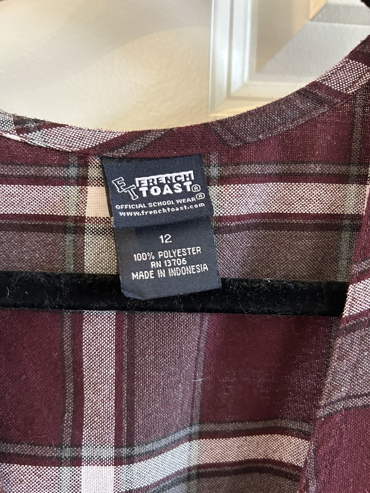 French Toast Plaid Jumper School Uniform Burgundy New Sz 12 eBay