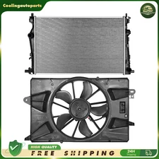 Radiator Aluminum & Cooling Fan Assembly For 2014-2018 Jeep Cherokee 2.4L 3.6L