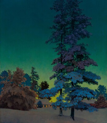 Maxfield Parrish: Winter Night Landscape 22x30 Archival Quality Fine Art Print