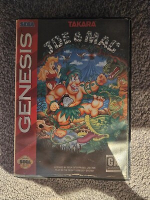 Joe & Mac (Sega Genesis, 1991) with box, TESTED