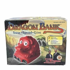 Vintage Red Dragon Hard Plastic Piggy Bank Rare by Enriched Academy Complete