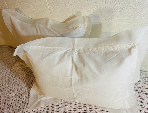 Gorgeous Intricate White Cotton Embroidered Eyelet Decorative Pillow Shams - Picture 4 of 17