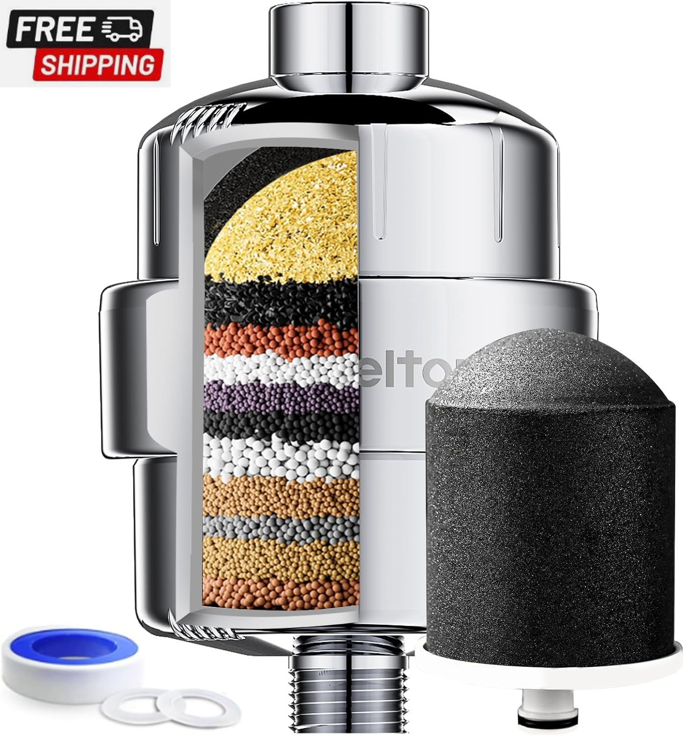 Shower Filter - Upgraded Compressed Carbon Shower Head Filter for Hard Water, Re