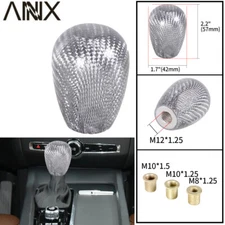 Universal JDM Silver Carbon Fiber Manual Gear Stick Shift Knob Shifter Lever