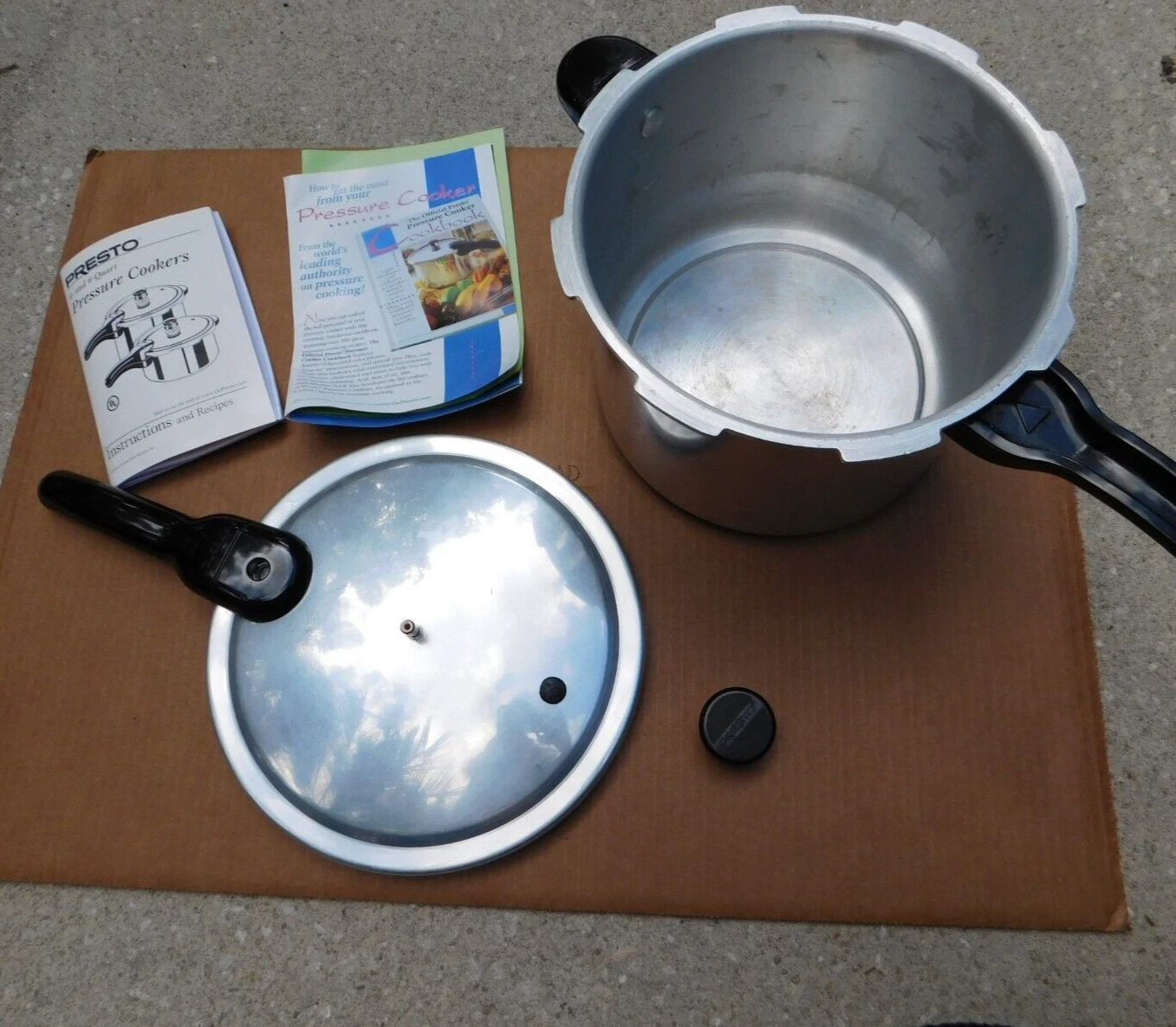 Presto 409A 6 Quart Stainless Steel Pressure Cooker, Lid, Jigger, Seal - Vintage