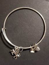 Unicorn Silvertone charms Expandable Bangle Bracelet