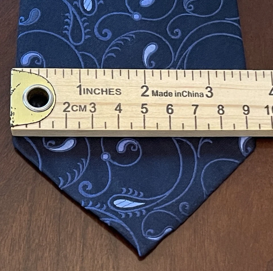 Alfani 蓝色手工制作 100% 真丝男式领带中国制造 — 第 4/4 张图片