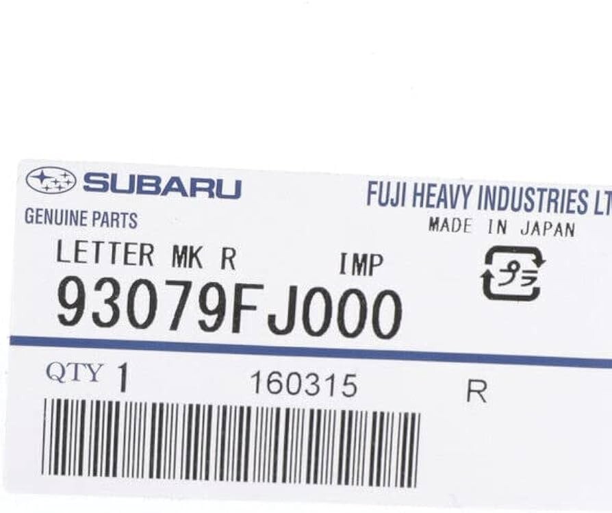 Genuine Subaru OEM 93079FJ000 "IMPREZA" Trunk Nameplate Badge 20122016