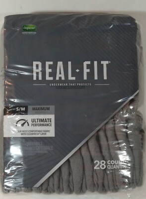 Depend Real Fit Disposable Underwear for Men/Maximum Absorbency/Size:S/M -28ct