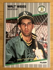 1989 Fleer Walt Weiss Baseball Rookie Card #24 Athletics 1st Base High Grade EX. rookie card picture