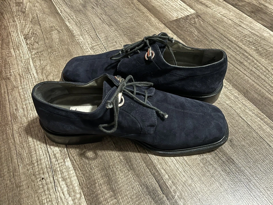 Oxford de gamuza con cordones azul oscuro Moreschi talla 9 EE. UU./8 UE hechos en Italia Foto 2 de 4