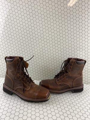 justin square toe lace up work boots