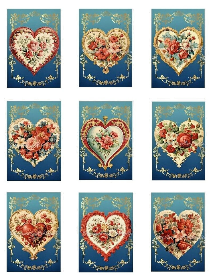 ELECTRIC QUILT COMPANY Victorian Valentine Floral Hearts A MULTI-SIZE SET Cotton Fabric Quilt Blocks