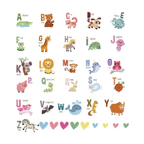 35Pcs Animal Alphabet Wall Stickers Kids Child Early Education Nursery Decals - Picture 5 of 6