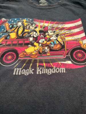 Disney World Magic Kingdom Fire Fighter Shirt Mickey Donald Goofy Fireman Truck