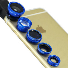 Phone Camera Lens Kit 5-in-1 Clip-On Wide Angle Macro Fisheye 2X CPL