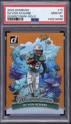 De'Von Achane [Gold] #10 2025 Panini Donruss Downtown card