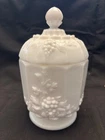 vintage Westmoreland milk glass 6 1/2 inch panel grape lighted candy dish