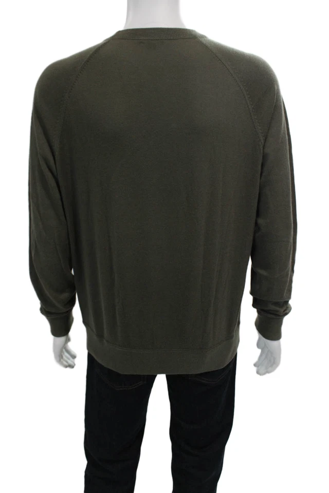 Sudadera Tejida Theory Para Hombre Manga Larga Cuello Redondo Verde Algodón Talla Extra Grande Foto 3 de 4
