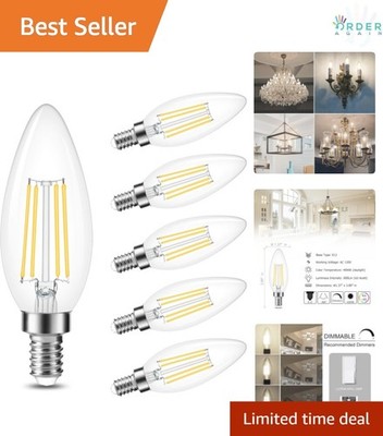 Dimmable E12 Candelabra LED Bulbs 600 Lumens 4000K Daylight for Chandelier