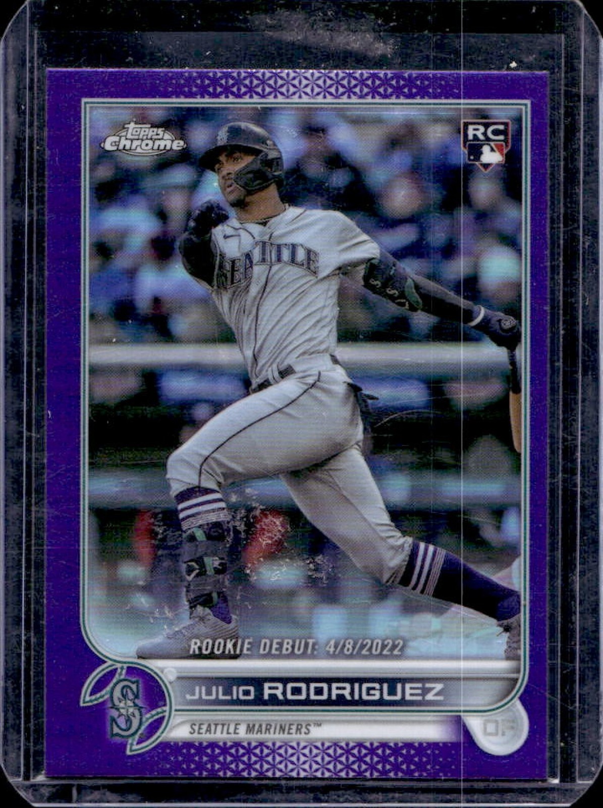 2022 Topps Chrome Update Julio Rodriguez RC Purple Refractor #USC165 Mariners