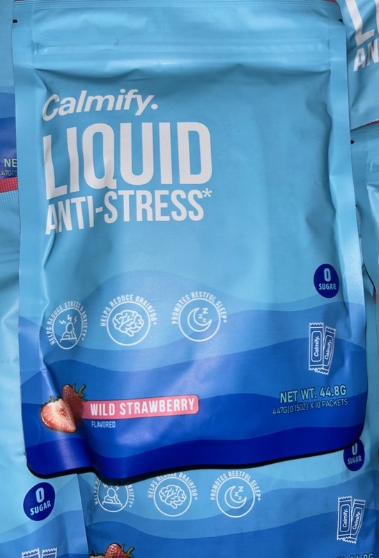 Calmify Liquid Anti-Stress Drink Mix, Strawberry Flavor, 10 Pack