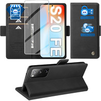 HandyhüLle Premium Leder Schwarz Mit Standfunktion Kartenfach FüR Galaxy S20 Fe