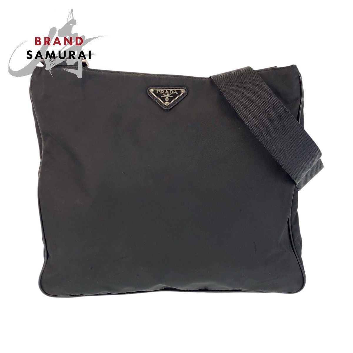Prada Tessuto Black Silver Nylon Messenger Shoulder Bag 504835