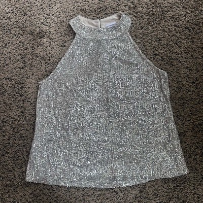 Love On A Hanger Champagne Beige Sequin Halter Style Top  Size M