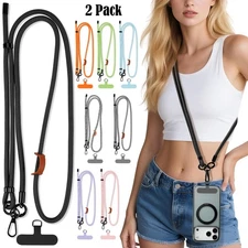 2 Pack Cell Phone Lanyard Crossbody Adjustable Neck Strap with 2 Pc Tether Tabs
