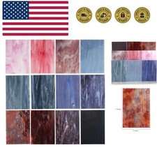 10 Sheets  Variety Stained Glass Sheets 4 x 6 inch Opal Art Glass Pack Tiffany...