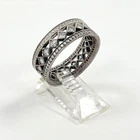 Pandora Vintage Fascination Sterling Silver CZ Geometric Band Ring, SZ 8 - 5.65g