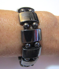 Hematite Bead Magnetic Stretch Bracelet .75 7.5 8 inch