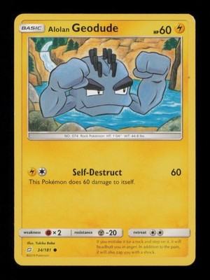 ALOLAN GEODUDE COMMON 34/181 MP POKEMON
